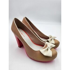 Lola Ramona Pumps Nude Beige Bow Pink Heels Pumps Women's Size 39 Us 8
